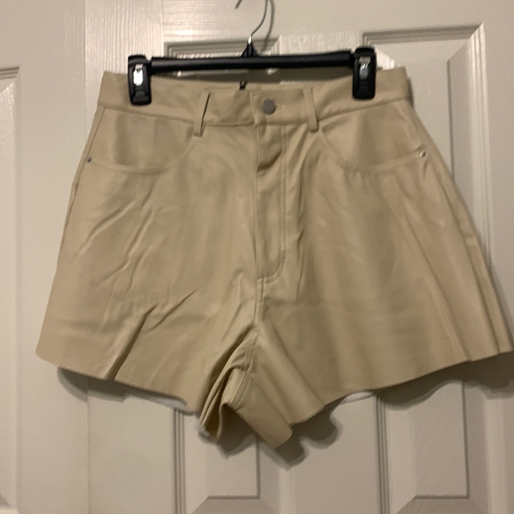 We Wore What Vegan Leather Flare Shorts